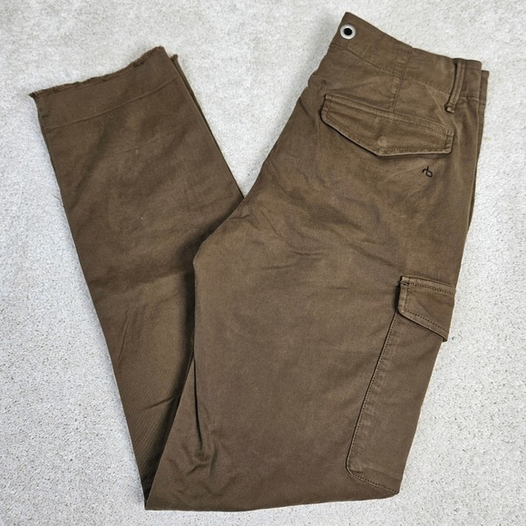 Women's Rag & Bone New York Olive Green Cargo Pants Rugged Rough Edge Size 25 - Picture 1 of 11